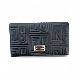 Fendi Ff Embossed Leather Wallet / Crossbody Bag- Rare & Discontinued